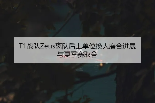 T1战队Zeus离队后上单位换人磨合进展与夏季赛取舍